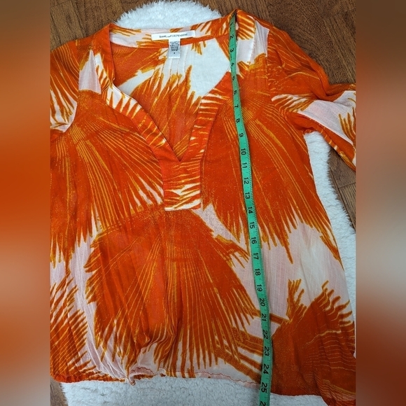 Diane von Furstenberg orange palm tunic top 6 medium - Picture 9 of 10